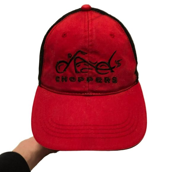 ORANGE COUNTY CHOPPERS TRUCKER CAP HAT BASEBALL HAT RED BLACK ADJUSTABLE MENS - Picture 1 of 5